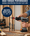3 Piece Impact Socket Adapter Set With One Quarter Inch, Three Eighth Inch And One Half Inch Drive Heads Converts Your Power Tools