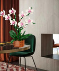 Orchid Floral Building Blocks Kit For Adults Dope DIY Flower Brick Set For Home Decor 729 Pieces Realistic Orchid Build Perfect Gift For Mom Girlfriend Valentines Or Mothers Day in orange pot
