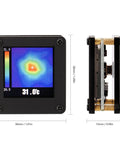 Front and side view of USB Powered AMG8833 Infrared Thermal Imager 8x8 Sensor Array with housing, showing temperature display.