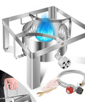 Portable 55,000 BTU Stainless Steel Propane Burner For Camping And Outdoor Cooking With CSA Regulator And Windshields, 12 Inch Stove.