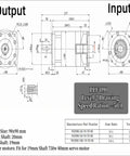 Technical blueprint of High Torque Planetary Gearbox 50 To 1 Speed Reducer for 19 mm shaft, 750W 80 mm servo motor with dimensions.