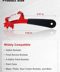 Ultimate 3 In 1 Bung Wrench And Bucket Opener Tool For Tough Aluminum Drum Lids, red tool showing dimensions.