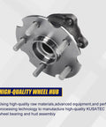 Front view of rear wheel bearing and hub assembly compatible with Lexus NX200t NX300 NX300h and Toyota RAV4 2006 to 2018 rear AWD 5 lug with ABS replacement to restore smooth ride and quiet handling.