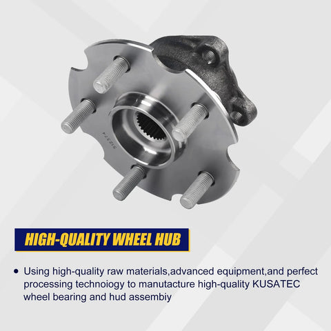 Front view of rear wheel bearing and hub assembly compatible with Lexus NX200t NX300 NX300h and Toyota RAV4 2006 to 2018 rear AWD 5 lug with ABS replacement to restore smooth ride and quiet handling.