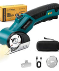 Cordless Electric Cardboard Cutter Scissors With 3000 Mh Battery featuring a teal handle and USB Type C charging port.