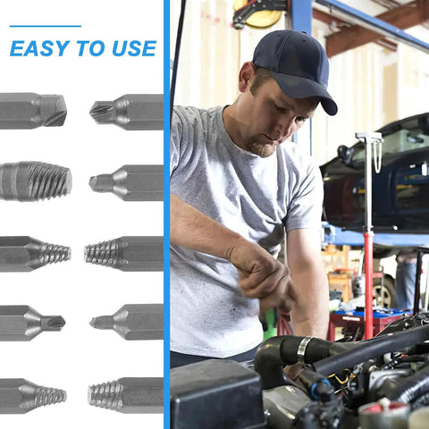 Heavy Duty High Speed Steel Screw Extractor Kit With 6.3mm Stripped Bit Head For Tough Automotive Repairs And Household Fixes That Totally Save Your Hide On Broken Or Rounded Bolts, used in auto repair