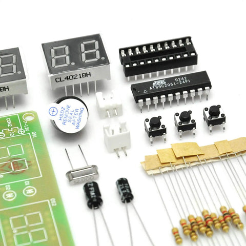 Six Digit LED Digital Clock DIY Kit For Arduino Projects with components including AT89C2051 MCU and FR4 PCB board