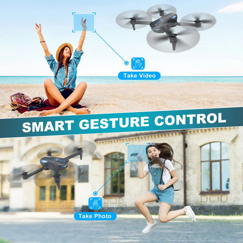 Foldable 1080P Camera With Remote Control Gesture Selfie Voice Control Altitude Hold One Key Start 3D Flips Quadcopter in action