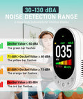 Plug In Wall Decibel Meter 30-130 dBA Sound Level Meter With Data Hold Max Min And Fast Slow Response 3 In 1 Noise Detector Temperature And Humidity For Classroom Home Library showing 30-130 dBA display