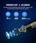Wireless Endoscope Camera With Light HD Waterproof WiFi Borescope Flexible 5.5mm detail showing lens and chip design.