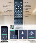 Remote control and app interface for 60 Inch Ceiling Fan With Lights And Remote Control, Low Profile Flush Mount, Black Finish, DC Reversible Motor, Six Speeds, Three Color Temperature Dimmable LEDs, Quiet Noiseless Performance, Dual Finish, Indoor Outdoor Use, App And Remote Control