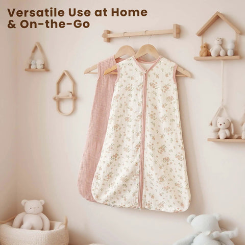 Cozy Muslin Baby Sleep Sack 6 to 12 Months 0.8 TOG Two Pack Wearable Cotton Blanket With Two Way Zipper Snug Breathable Sleeping Sack