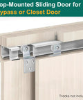 Four Pair Sliding Closet Door Roller Kit For Top Hung Doors With Three Quarters Inch Convex Wheels Ball Bearing Stamped Steel Rollers And Front Panel One Quarter Inch Offset And Rear Panel Three Eighths Inch Offset Brackets shown installed on door