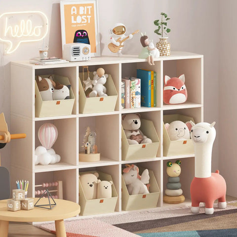 Fabric Closet Storage Cubes 8 Pack with Dual Handles Square Storage Bins for Clothes Towels Toys Cube Organizers in a nursery.