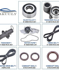 Beefed Up Timing Belt Kit With Water Pump For Honda Accord includes idler pulley, tensioner, belt, pump, seals for engine timing.