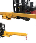 Top Tier Badass 5 Ton 11000 Lb Bidirectional Adjustable Crane Boom Forklift Attachment in yellow ready for lifting.