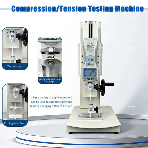 Versatile Tensile Testing Machine With Digital Force Gauge System, Dual Tension And Compression Testing, 0.01N Resolution For Precise Textile Measurements, Push Pull Breakpoint Capability, Ruler Included, 100N Range with clamps