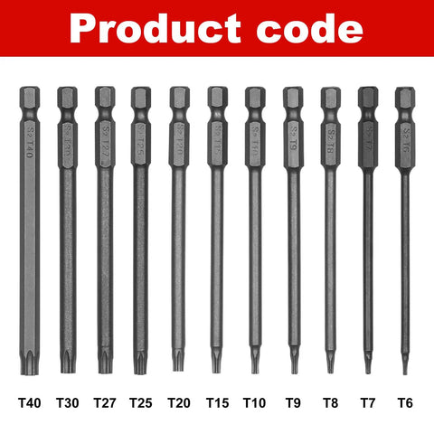11 Piece Killer Security Torx Bit Set Tamper Proof Star Driver Bits Solid S2 Steel Magnetic Screwdriver Inserts T6 to T40