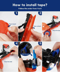 Instructions for installing tape in Tapetool Garden Plant Tying Gun With Twelve Tape Rolls Staples And Replacement Blade.