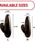 Five Pound Large Brushed Nickel Metal Hooks With Two Large Hooks And Four Adhesive Strips available in L and M sizes