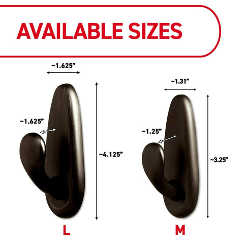 Medium Oil Rubbed Bronze Metal Hooks With Adhesive Strips Set Of 2 Hooks And 4 Strips For Damage Free Wall Hanging Holds Up To 3 Pounds