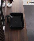 Matte Black Rectangle Vessel Sink 19 By 15 Inch Above Counter Bathroom Sink Porcelain Ceramic Small Bowl For Bathrooms