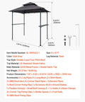 Grill Gazebo 8x5 Ft Outdoor BBQ Shelter with Double Tier Roof and Powder Coated Steel Frame, includes 2 side shelves, 8 hooks.