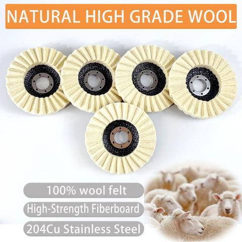 4.5 Inch Wool Polishing Pad For Angle Grinder Buffing Wheel To Shine Metal Marble Stone Furniture And Car Wax Natural Wool