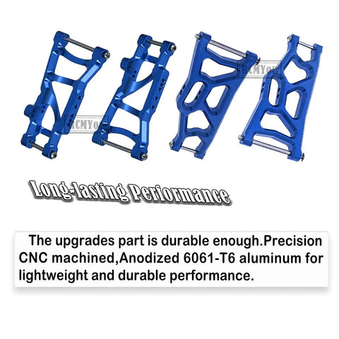 Aluminum Front And Rear Suspension A Arms Upgrade Kit For 1 By 10 Rustler VXL XL 5 And Stampede VXL XL 5 2WD With Tie Bar Replacement 3631 3655 Navy Blue