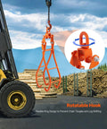 Four-claw orange log grapple hook, steel rotatable design for lifting logs