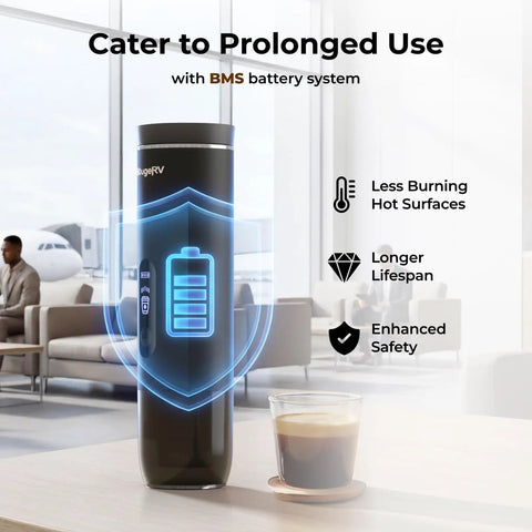 Portable Drip Coffee Maker On The Go 2 In 1 Compatible With K Cup And Ground Coffee Self Heating With LCD Display in airport lounge