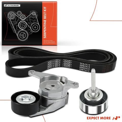 Engine Serpentine Belt Drive Kit For Chevy, GMC, Cadillac And Saab Cars With Killer Fitment For Equinox 2010 2017 Impala