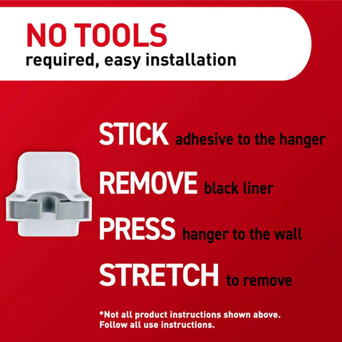 Stick On Broom And Mop Holder Wall Mount Kit With 6 Hangers And 16 Adhesive Strips No Holes No Tools Installation Guide
