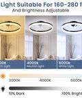 Slick 20 Inch Low Profile Ceiling Fan With Dimmable Led Light, Smart Remote And Phone App Control, Fast Fold Blades For Killer Airflow Indoors On Repeat showing 3000K, 4000K, 6000K light options.