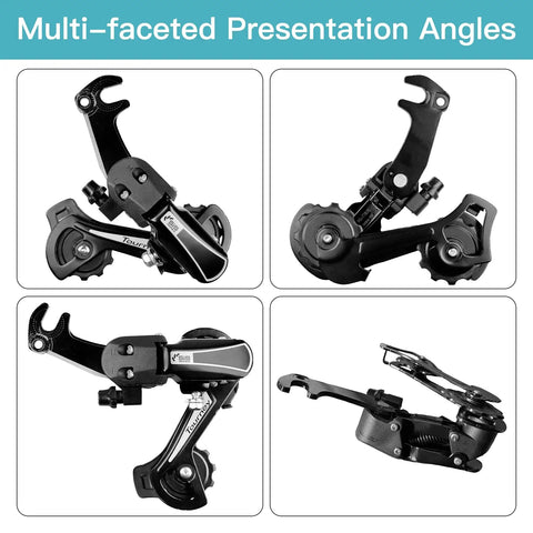 6 To 7 Speed Rear Derailleur Direct Mount For Mountain And Road Bikes RD TY21B in four different angles.