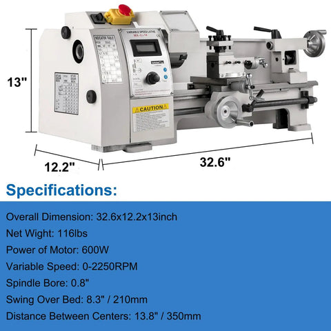 Dead Nuts Accurate 8 X 14 Inch Benchtop Mini Lathe Machine 0 To 2250 Rpm Variable Speed With Digital Readout Crisp Metalworking Turning And Auto Mods Your Ultimate Shop Beast