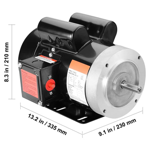 Industrial Grade 1.5HP Electric Motor 1725 RPM Dual Voltage 115V 230V 56C Frame Air Compressor Motor Single Phase With Five Eighths Inch Keyed Shaft And CW CCW Rotation For Agricultural Machinery And General Equipment