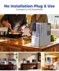 Straight Up Clean Countertop Reverse Osmosis Water Filter System With Instant Hot And Cold Dispenser, 7 Stage Purification, Nsf Certified, And Absolute Game Changer Bundle With Two Pitchers in kitchen and lifestyle settings.