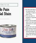 No Sweat Oil Base Gel Stain In Chestnut with usage instructions on how to apply for furniture finish.
