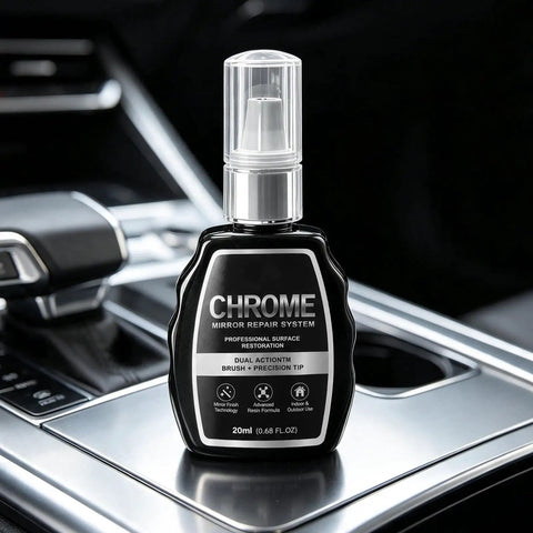 Heavy Duty Silver Rim Repair Paint For Wheels And Auto Hubs Fast Drying Scratch Coat, 20ml bottle on car console.