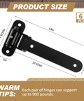 Beefy 6 Pack 13 Inch Heavy Duty Gate Hinges Set With 900 Lb Capacity, 180 Degree Swing dimensions illustration