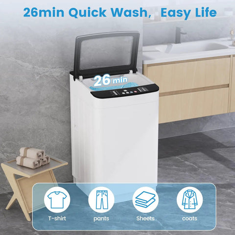 Portable Washer And Dryer Combo Full Automatic Top Load Laundry Pair For Apartments Dorms Smooth Operator Vibe with LED panel.