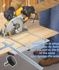 Rock Solid Circular Saw Rip Fence Guide For Flawless Straight Cuts No Sweat Install Fits Dcs570 Dcs575 Dcs577 Models shown during installation.
