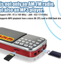 Pocket Size AM FM Radio With 1200mAh Battery For All Day Power, USB Flash Drive And Micro SD MP3 Playback feature display