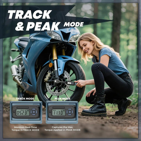 Pro Grade Digital Torque Wrench 3/8 Drive With Buzzer And LED Indicator, Precision 2.21 To 44.25 Ft Lb, Track Mode, motorcycle wheel torque check