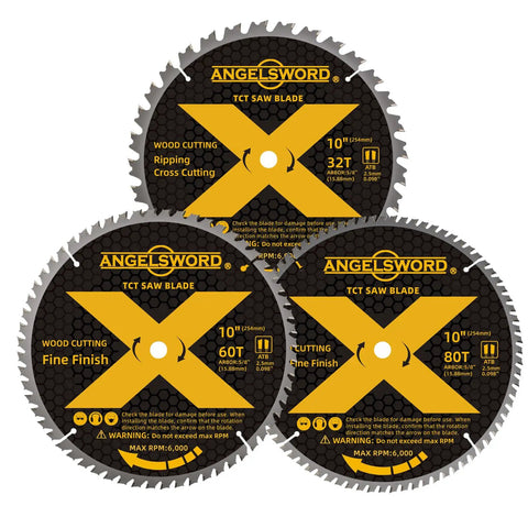 10 Inch Table Saw Blade And Miter Saw Blade Set With 32T 60T And 80T Tungsten Carbide Teeth For Fast Framing Clean Cuts