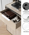 Self Stick Finger Edge Drawer Pulls Pack Of 8 White 150mm Aluminum Alloy Invisible Cabinet Handles on open drawer