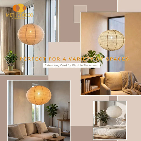 20 Inch Natural Linen Plug In Pendant Light With 16 Foot Cord And E26 Socket Renter Friendly No Sweat Setup in cozy living room