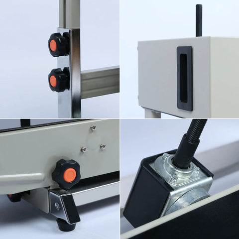 Close-up of Pro-Grade Automatic Continuous Band Sealer With Stand For PVC Bags showing knobs and components.