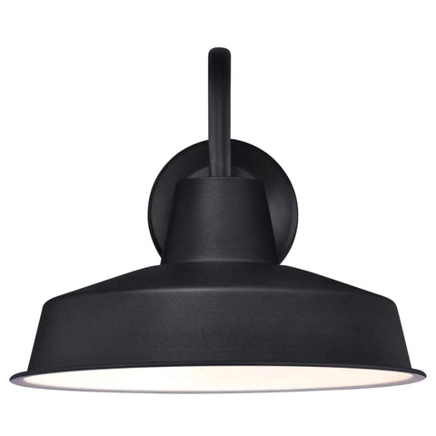 Academy Style One Light LED Outdoor Wall Fixture With Cage Shade In Textured Black Finish, front view